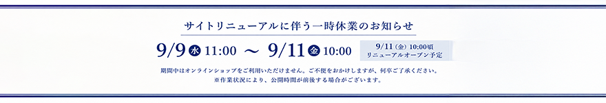 サイトリニューアルに伴う一時休業のお知らせ